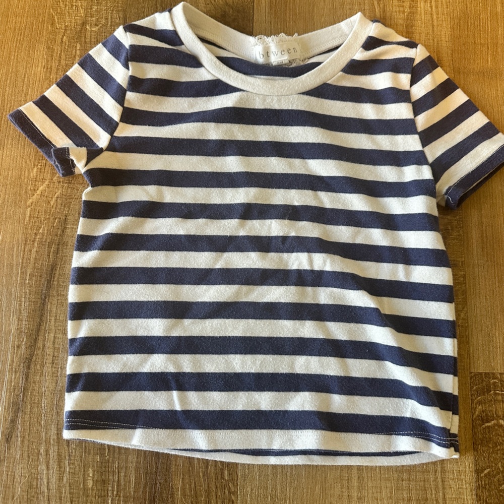 btween‎ Navy and White Striped Tee